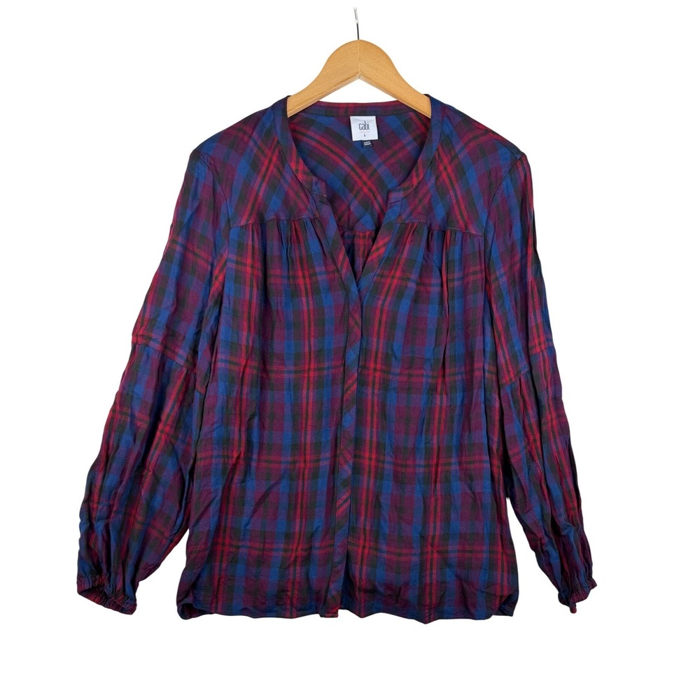 Cabi Style 4070 Women's‎ L Caroling Joyful Plaid Button Down Long Sleeve Blouse
